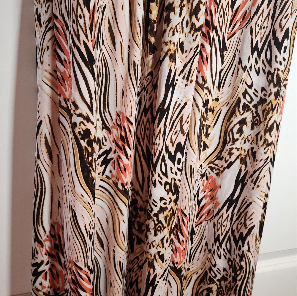 Elegant Multicolor Sleeveless Maxi Dress Satin Feel No Tag Approx 21in P2P - Picture 3 of 5